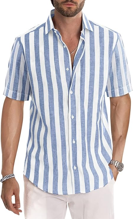 Gabriel - Chemise Rayée à Manches Courtes pour Homme