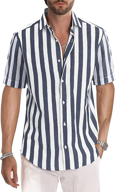 Gabriel - Chemise Rayée à Manches Courtes pour Homme